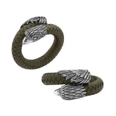 Balinese 925 Sterling Silver Eagle Head Bracelet With Olive Leather For Men